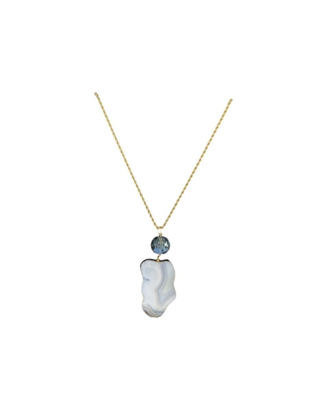 Women's Unbranded Necklace One Size Gold White Agate Pendant